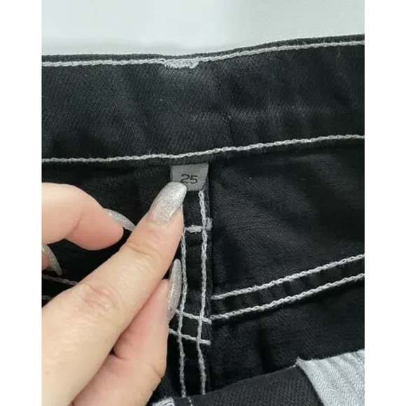 Carmar Shorts Womens 25 Black High Rise Distressed Denim Cutoff Made USA 0115228 - Picture 7 of 8